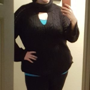 Lane Bryant black cowl keyhole sweater